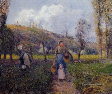  1882 - Bäuerin und Kind die Felder pontoise 1882 Camille Pissarro Ernte